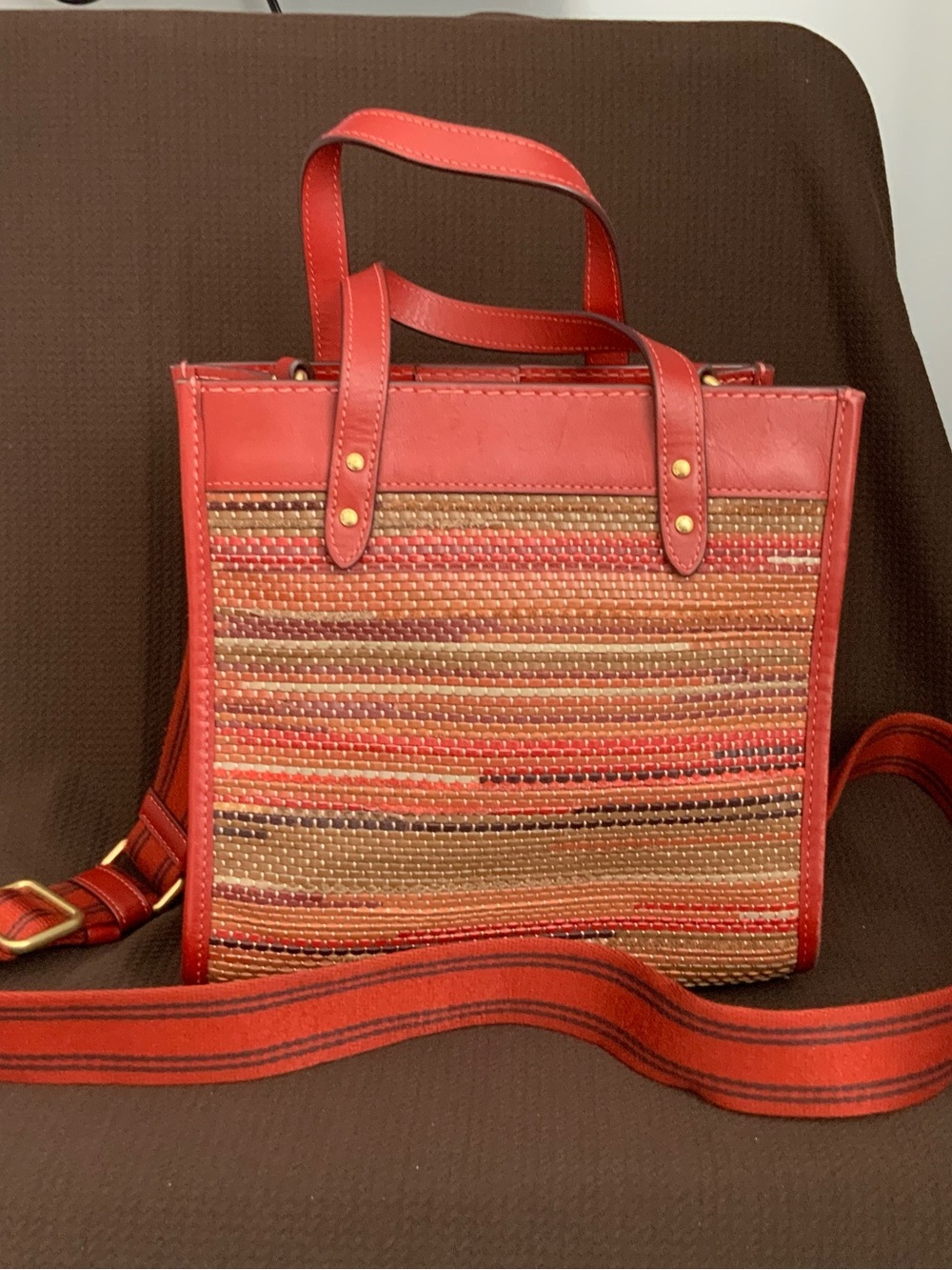 Authentic Coach woven leather mini tote crossbody